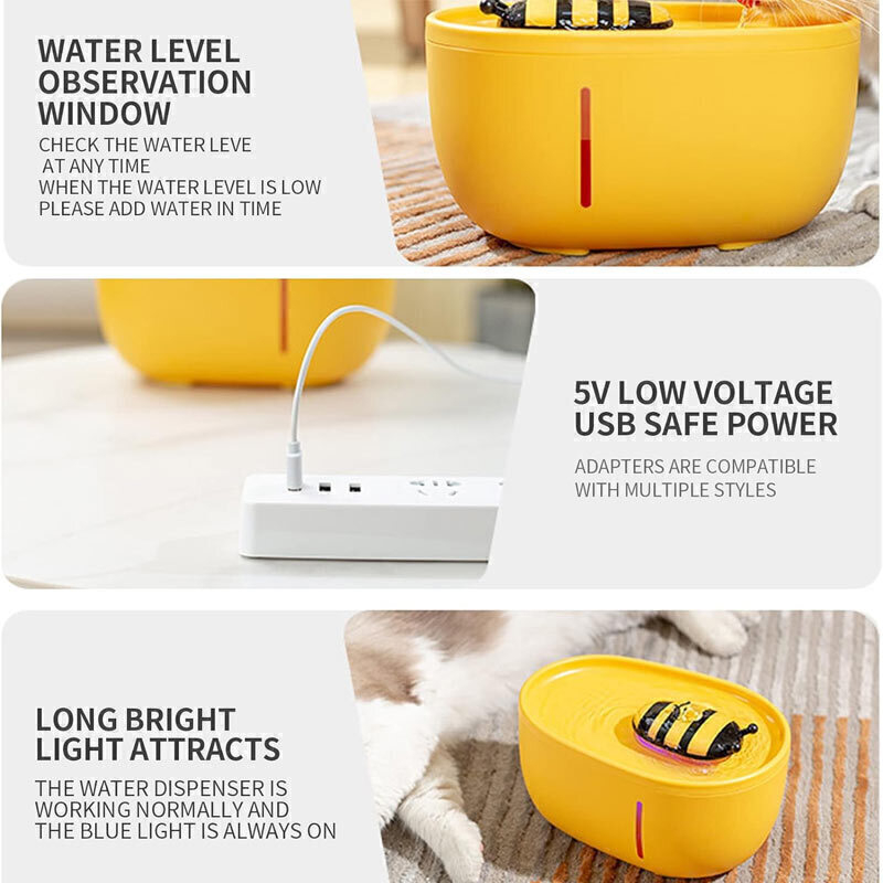  تصویر توضیحات آبخوری زنبوری مخصوص گربه بی اند فلاور Bee&Flower Cat Water Bowl حجم 2 لیتر 