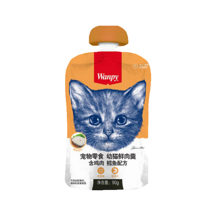 پودینگ غذای گربه ونپی مدل مرغ و ماهی کاد وزن 90 گرم