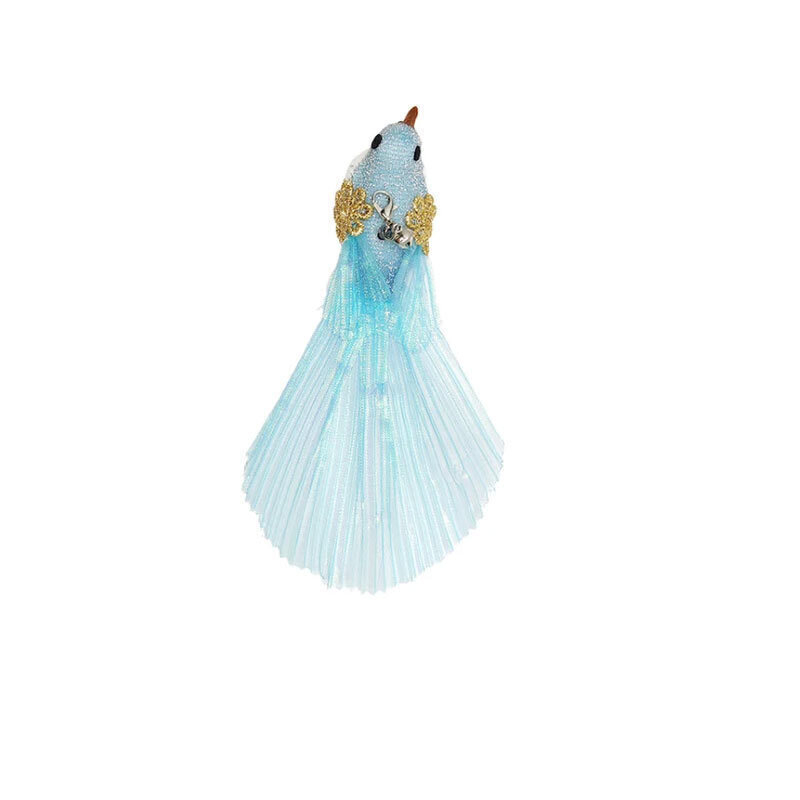  تصویر دوم اسباب بازی پرنده فنری گربه Cat Feather Toy رنگ آبی 