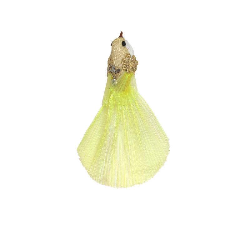  تصویر دوم اسباب بازی پرنده فنری گربه Cat Feather Toy رنگ زرد 